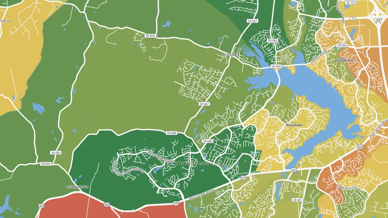 Moseley, VA Map of Burglary Rates