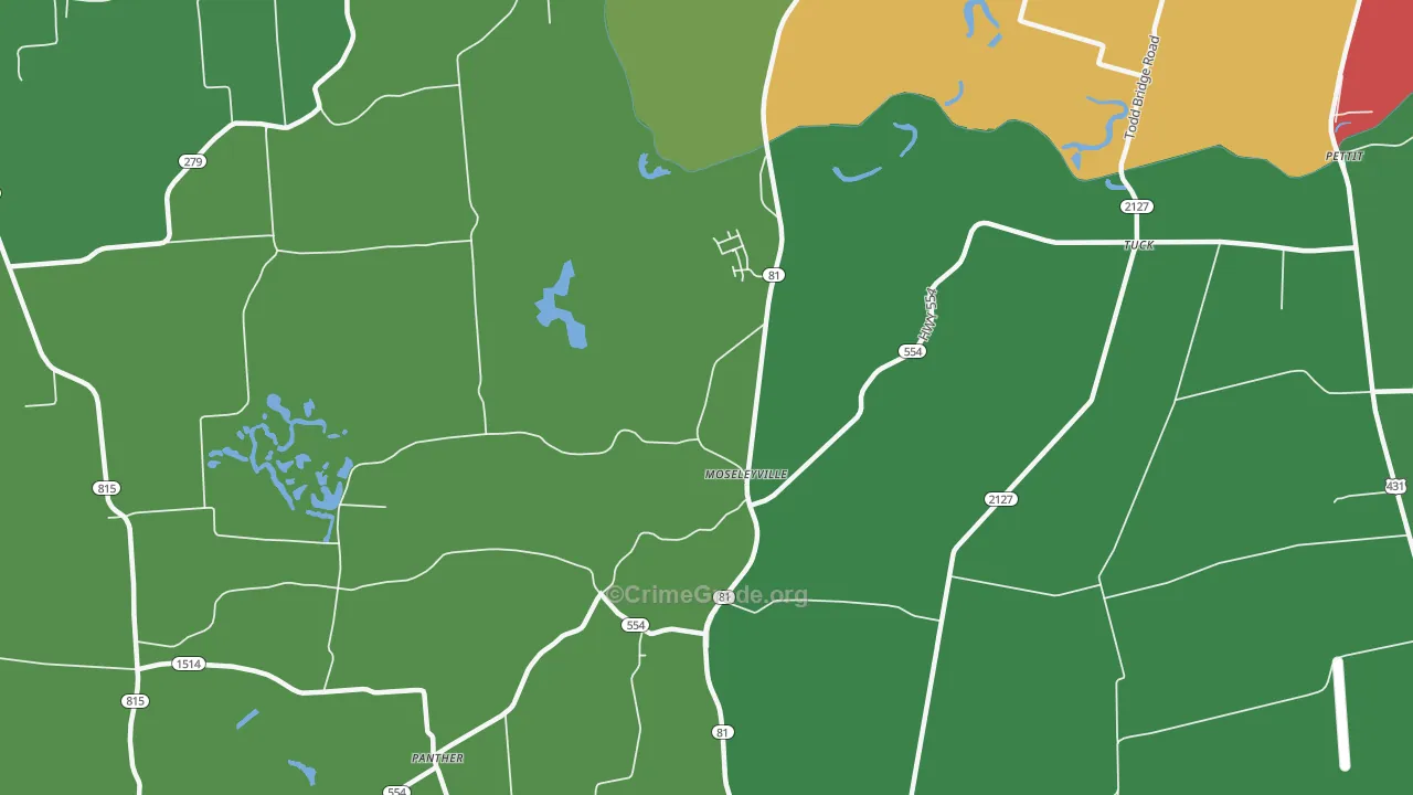 Moseleyville, KY Map of Burglary Rates