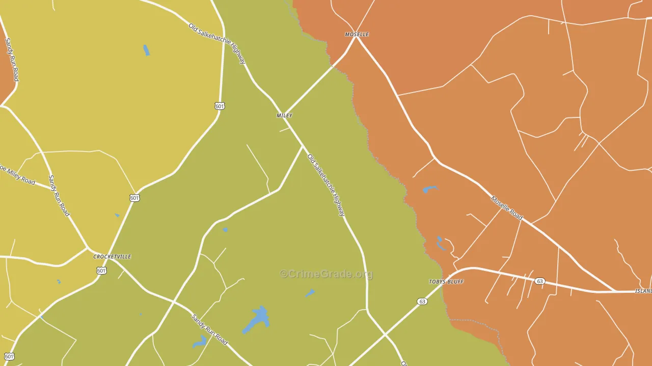 Moselle, SC Map of Burglary Rates