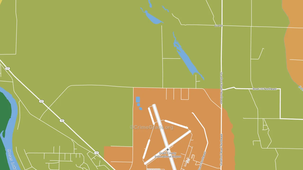 Moses Lake North, WA Map of Burglary Rates