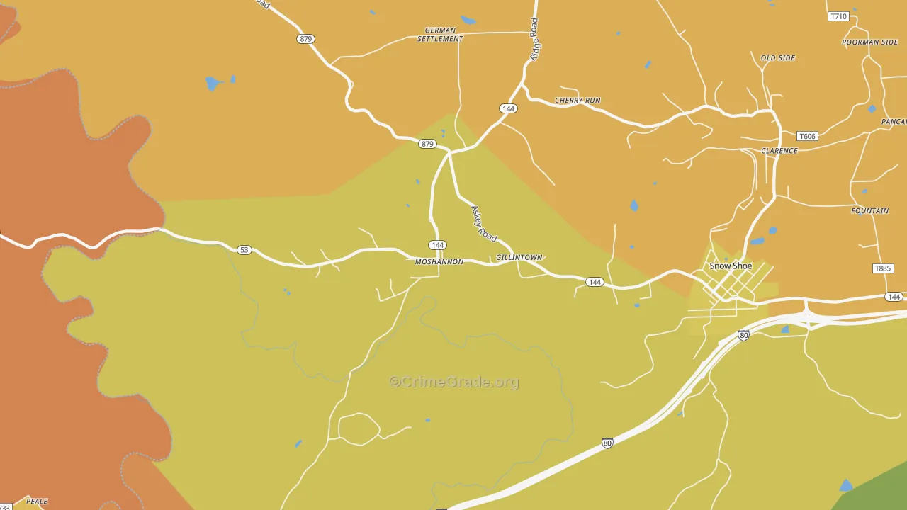 Moshannon, PA Map of Burglary Rates