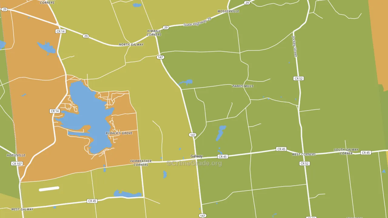 Mosherville, NY Map of Burglary Rates