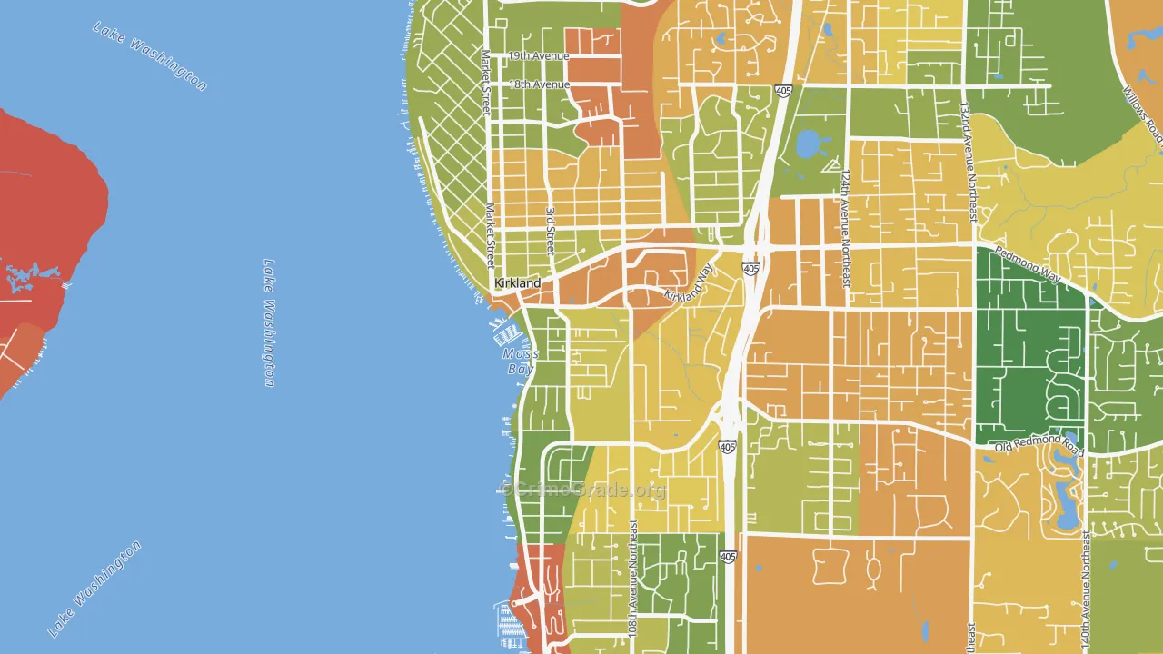 Moss Bay, Kirkland, WA Map of Burglary Rates