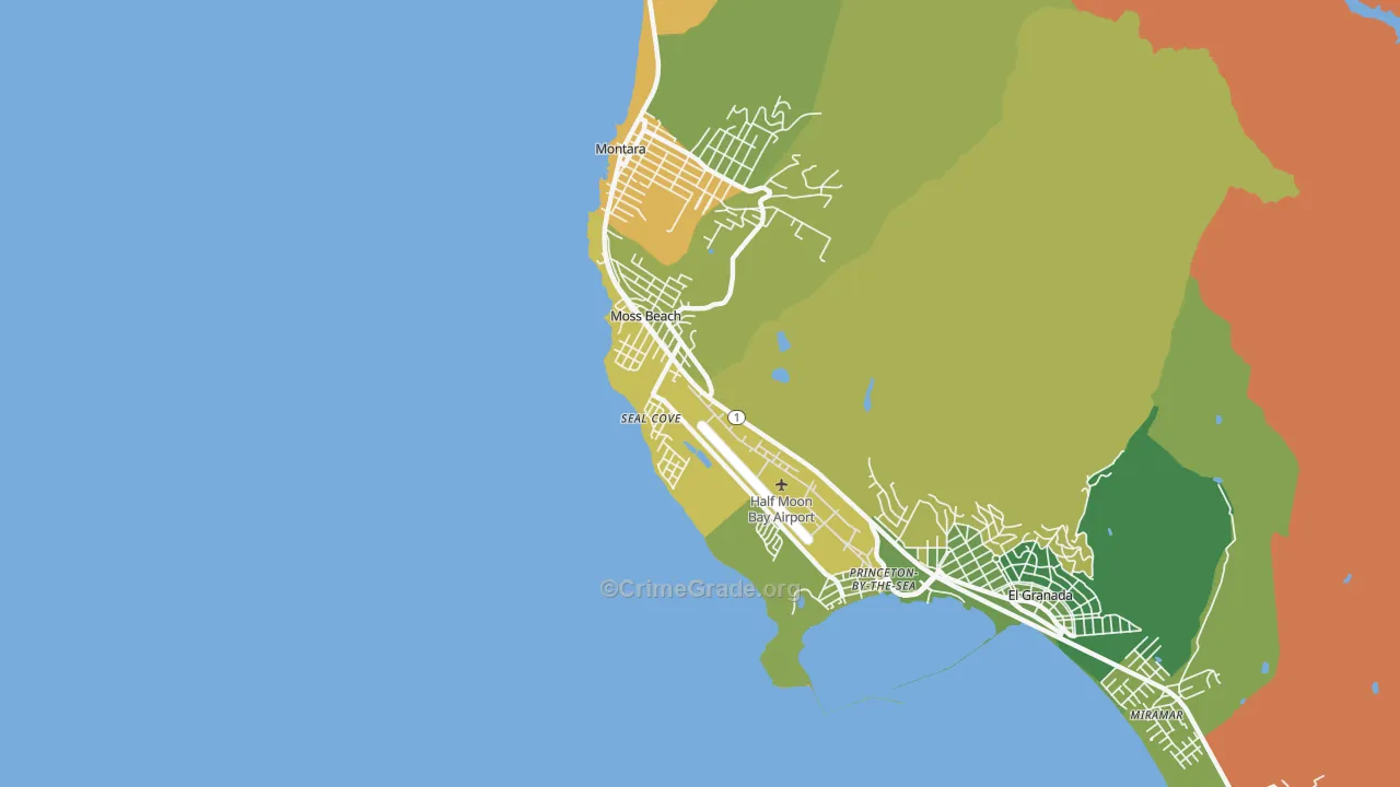 Moss Beach, CA Map of Burglary Rates