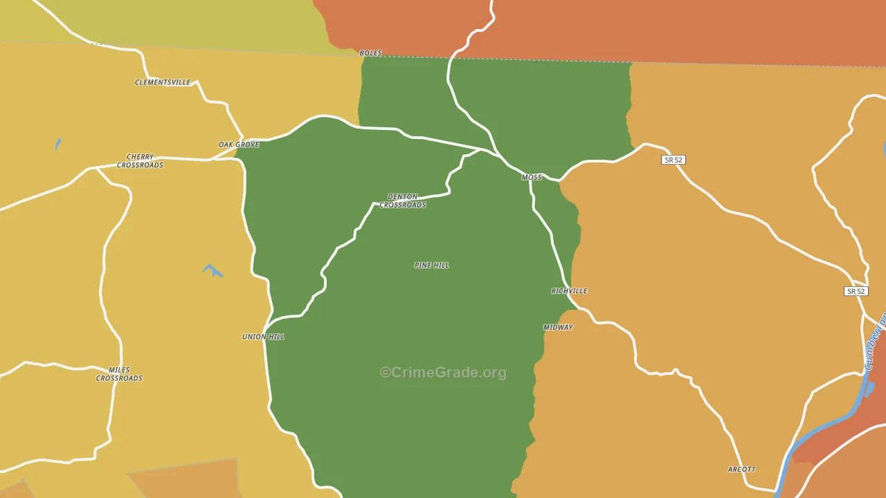 Moss, TN Map of Burglary Rates