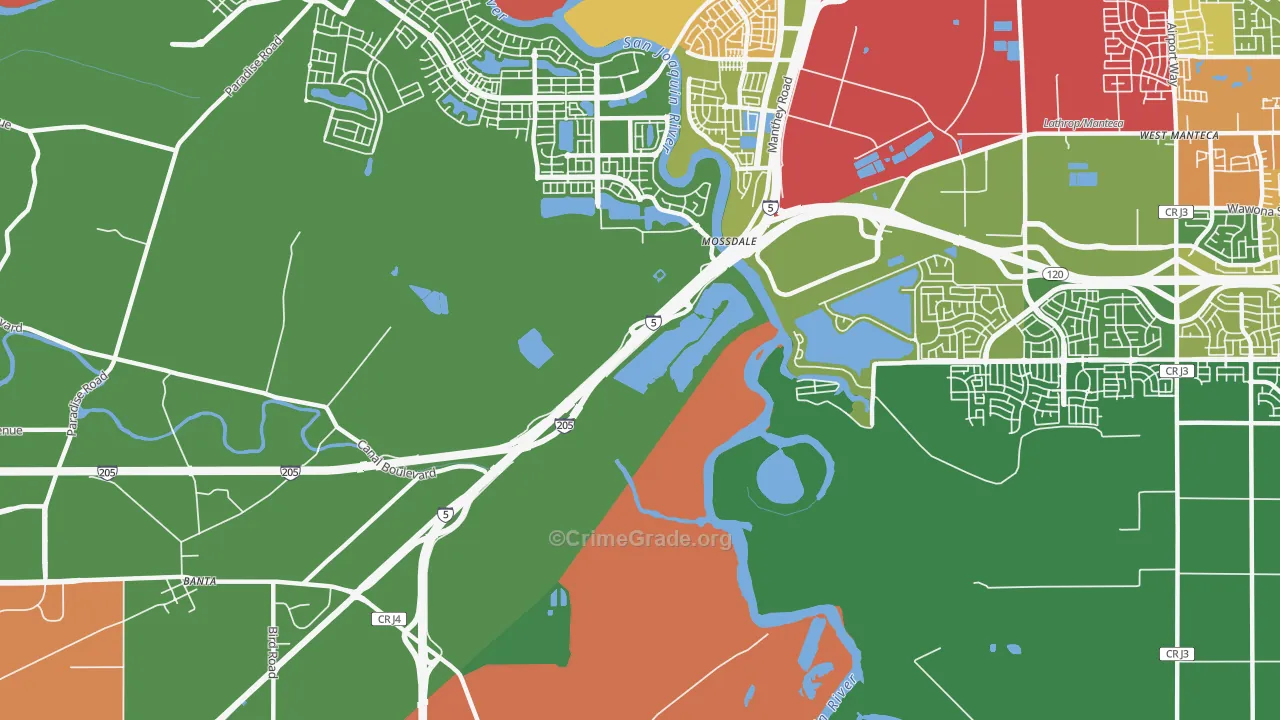 Mossdale, CA Map of Burglary Rates