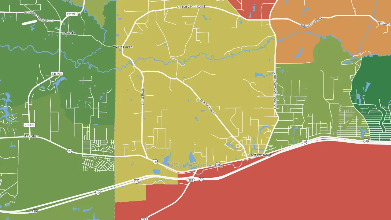 Mossy Head, FL Map of Burglary Rates