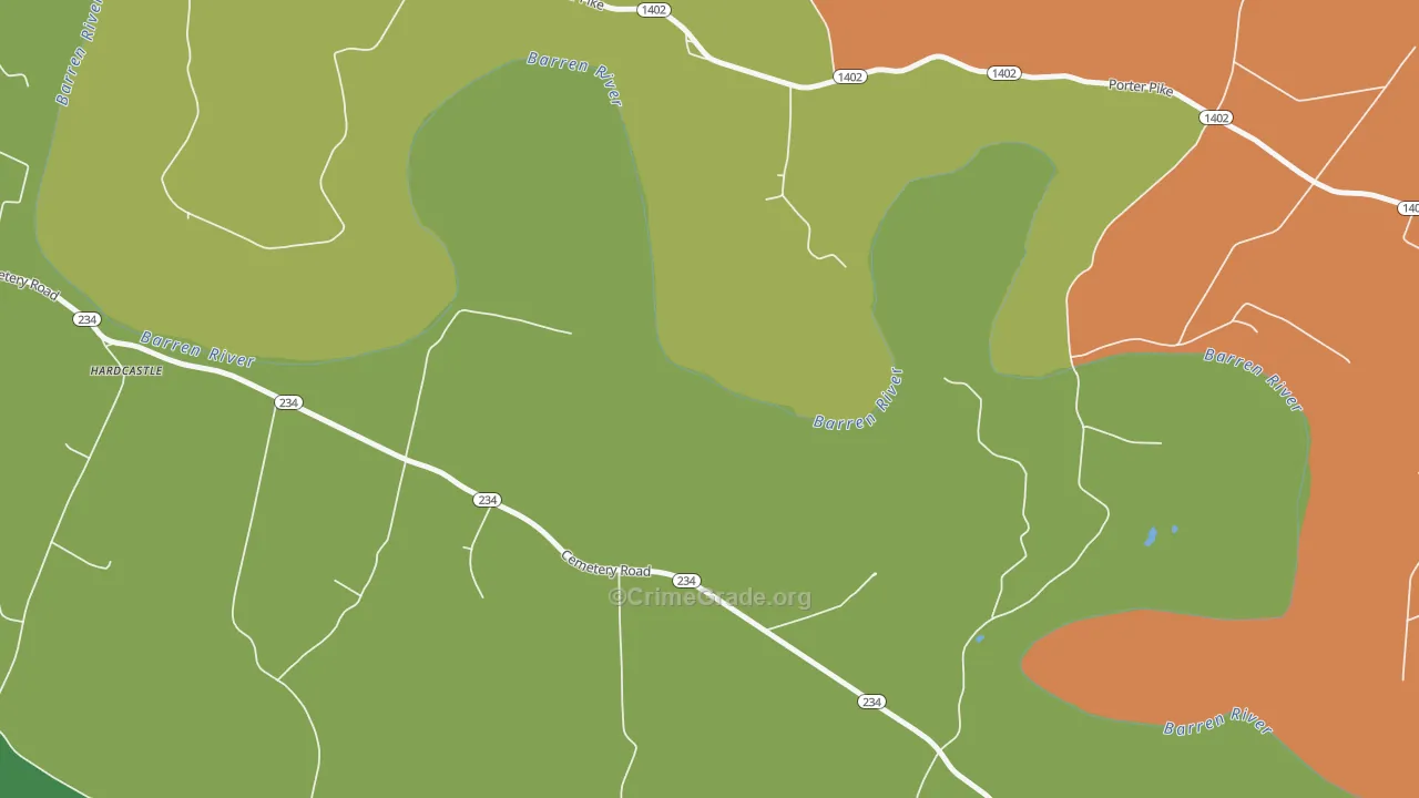 Motley, KY Map of Burglary Rates