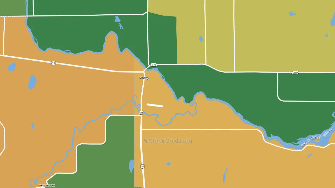 Motley, MN Map of Burglary Rates