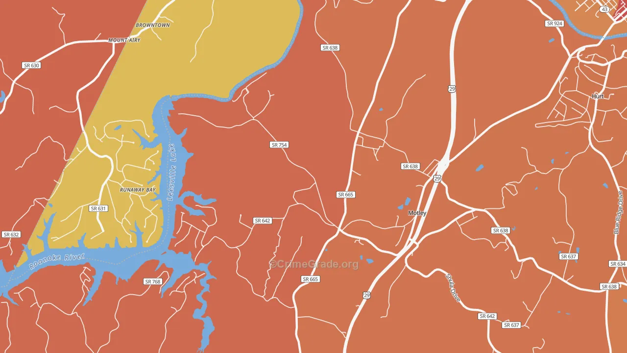 Motley, VA Map of Burglary Rates