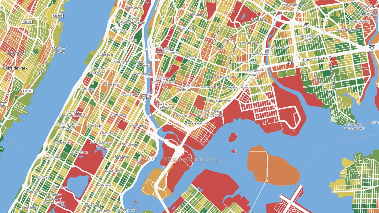 Mott Haven, Bronx, NY Map of Burglary Rates