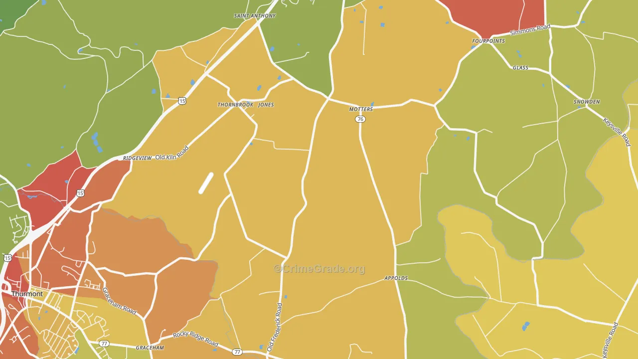 Motters, MD Map of Burglary Rates