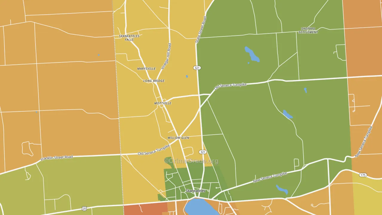 Mottville, NY Map of Burglary Rates