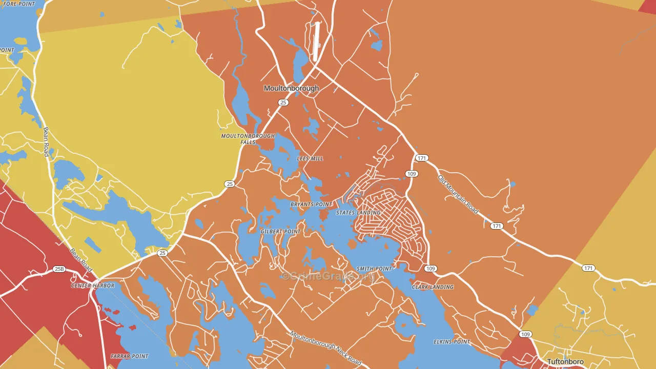 Moultonborough, NH Map of Burglary Rates