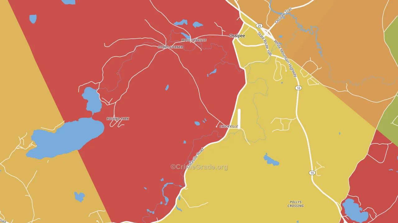 Moultonville, NH Map of Burglary Rates
