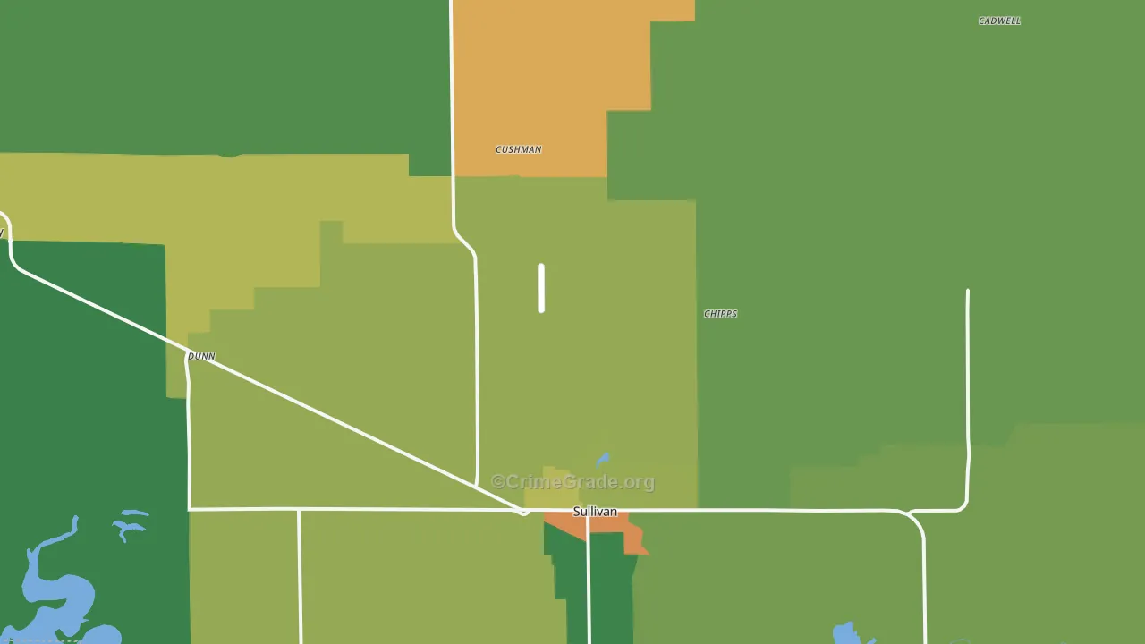 Moultrie County, IL Map of Burglary Rates