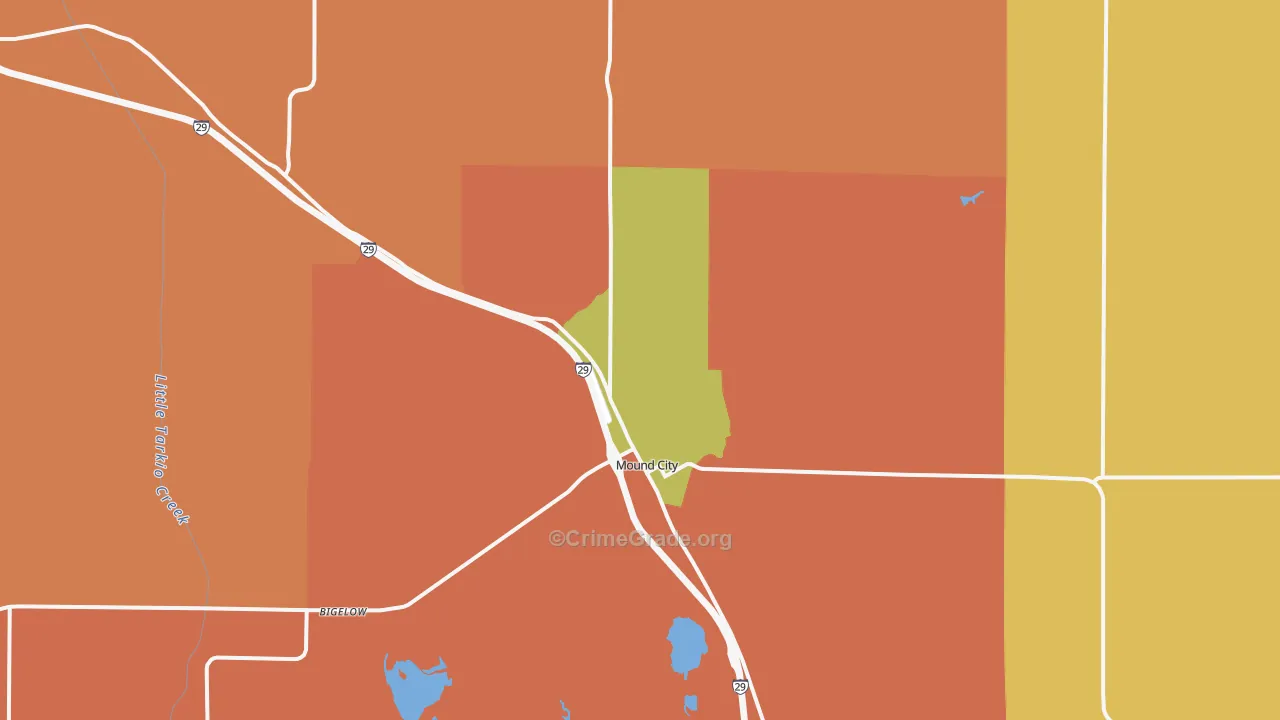 Mound City, MO Map of Burglary Rates