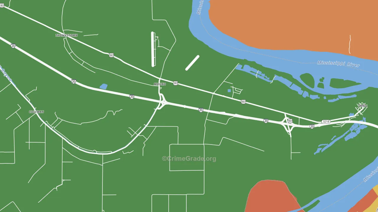 Mound, LA Map of Burglary Rates
