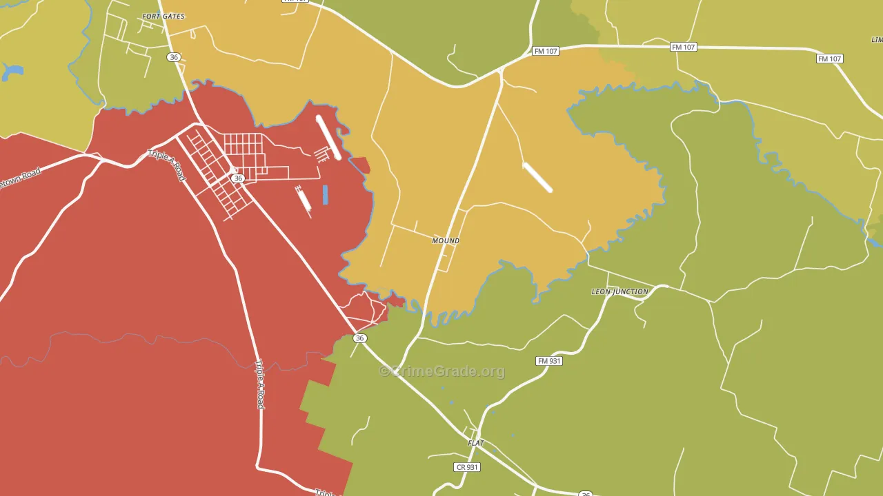 Mound, TX Map of Burglary Rates