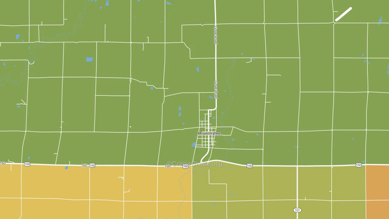 Mound Valley, KS Map of Burglary Rates