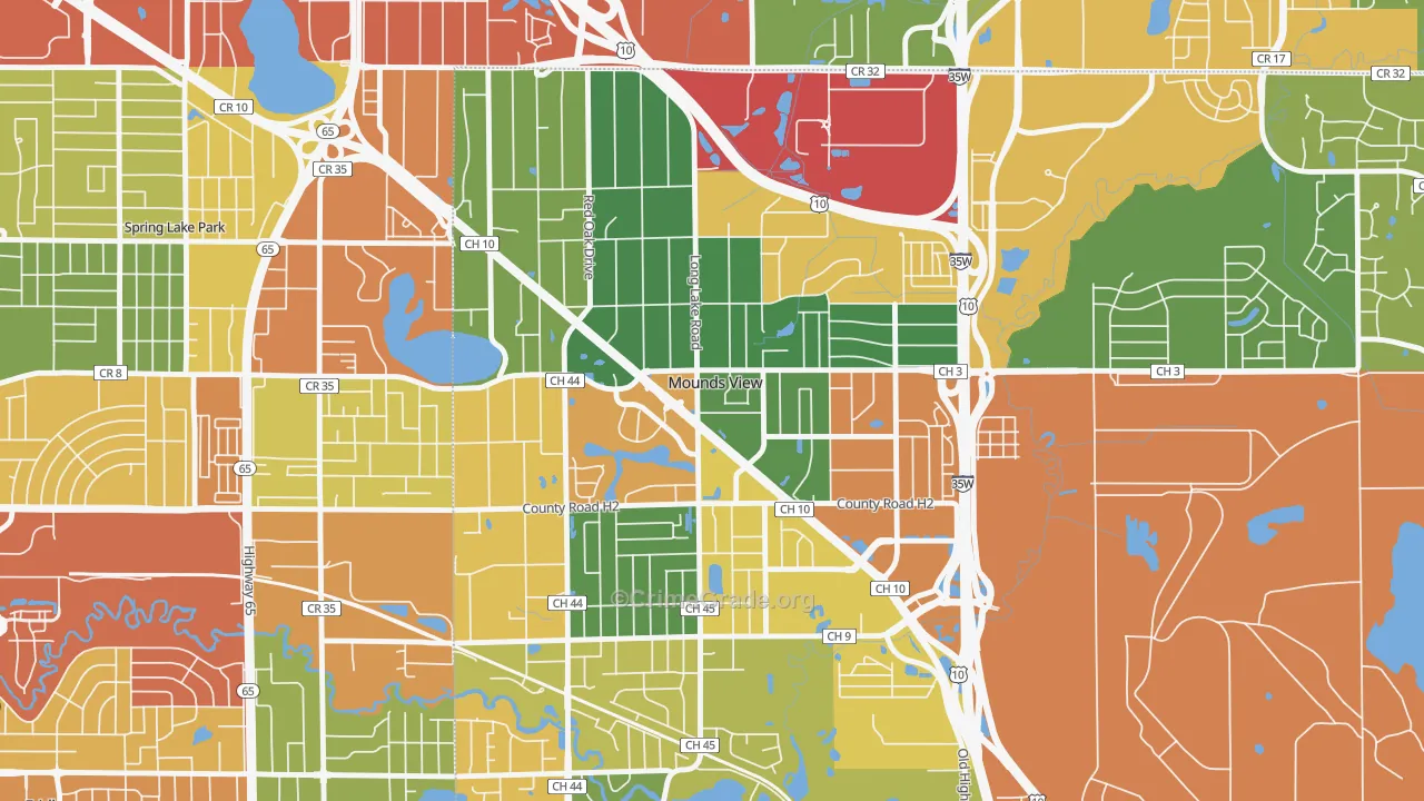 Mounds View, MN Map of Burglary Rates