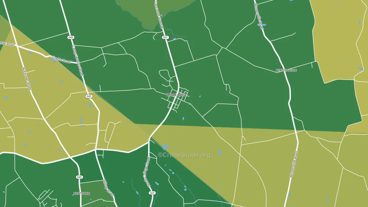 Mount Aetna, PA Map of Burglary Rates