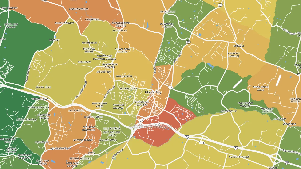 Mount Airy, MD Map of Burglary Rates