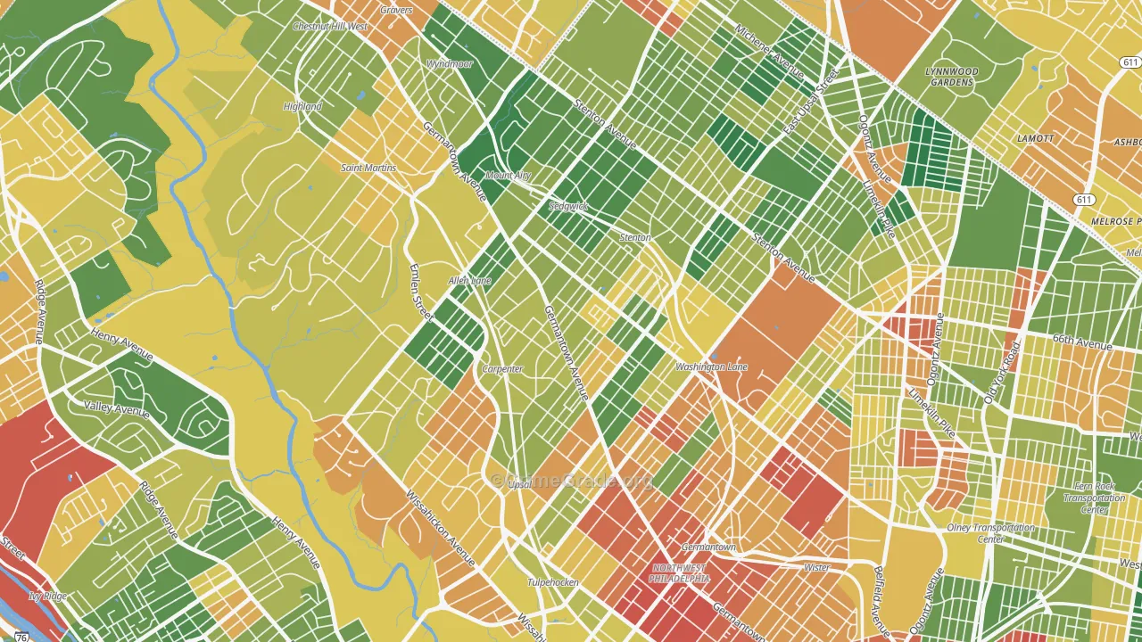 Mount Airy, Philadelphia, PA Map of Burglary Rates