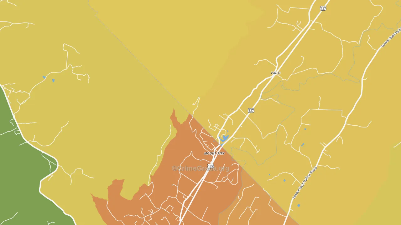Mount Airy, TN Map of Burglary Rates