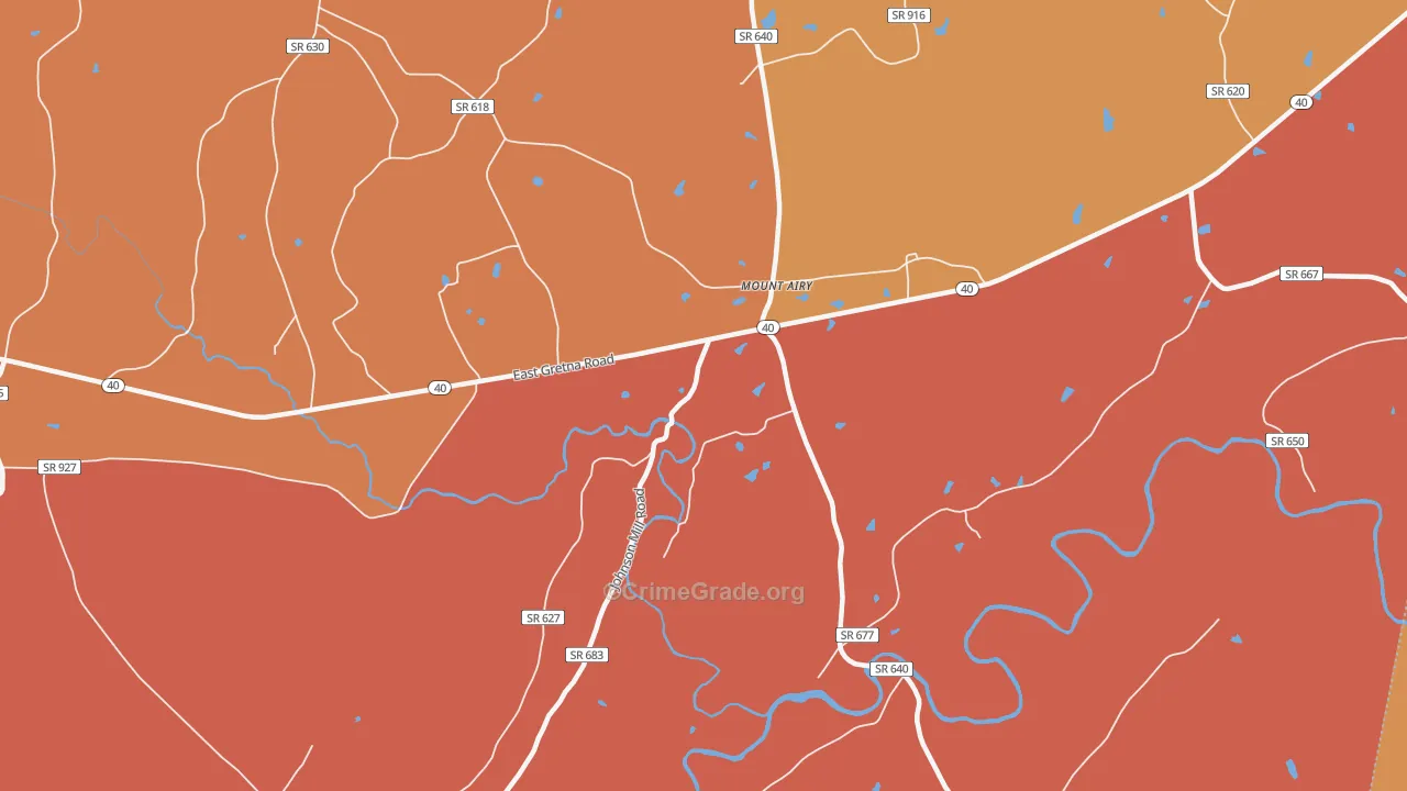 Mount Airy, VA Map of Burglary Rates