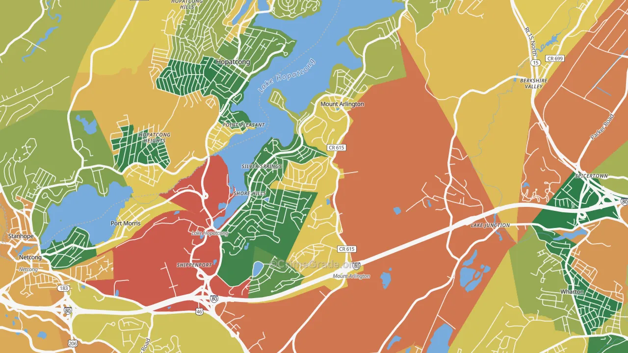 Mount Arlington, NJ Map of Burglary Rates