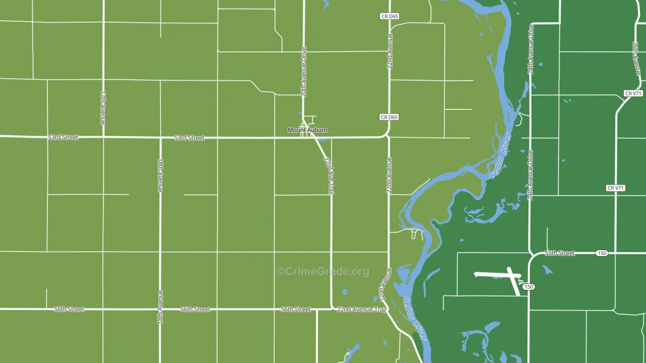 Mount Auburn, IA Map of Burglary Rates