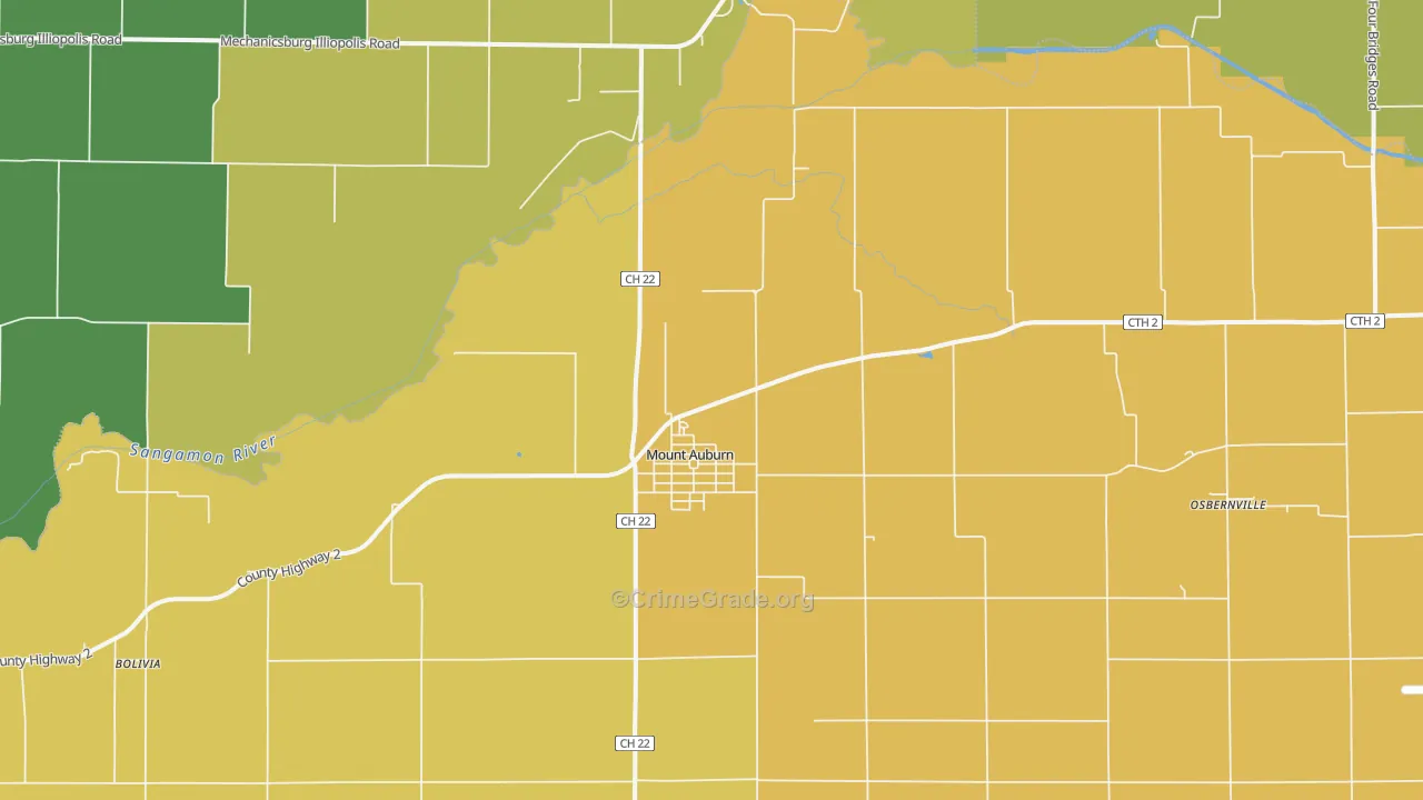 Mount Auburn, IL Map of Burglary Rates