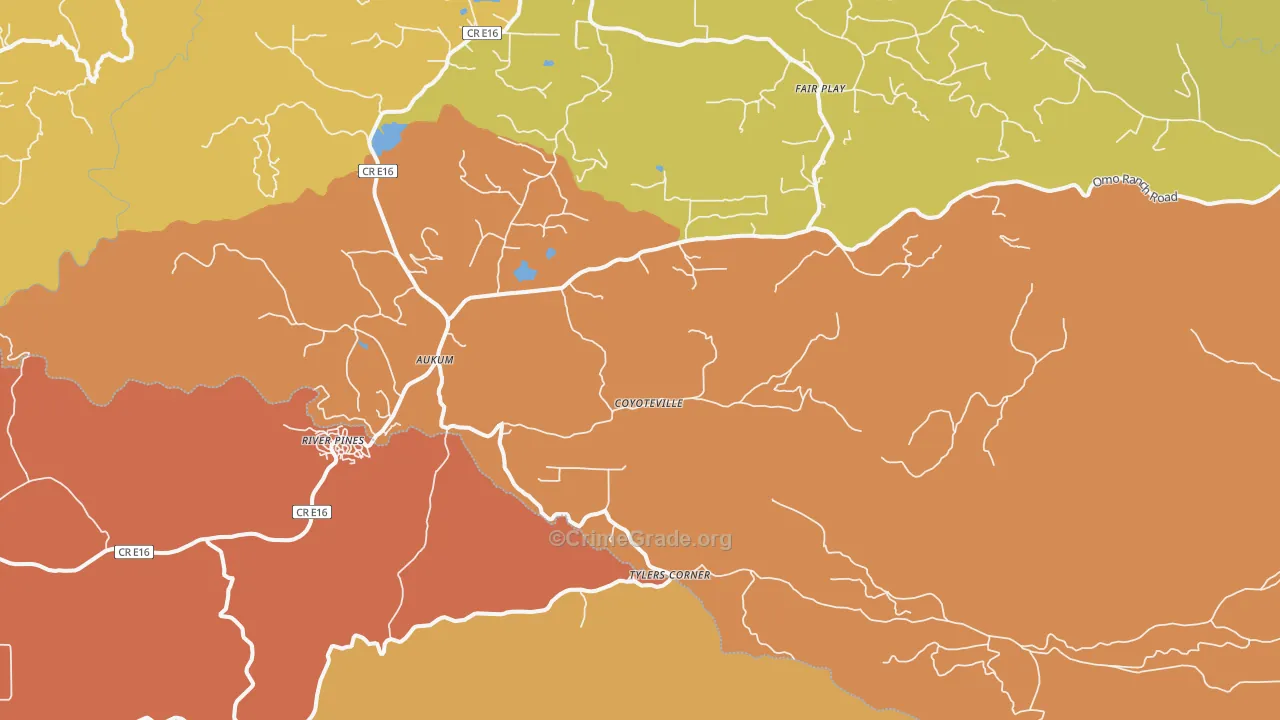 Mount Aukum, CA Map of Burglary Rates