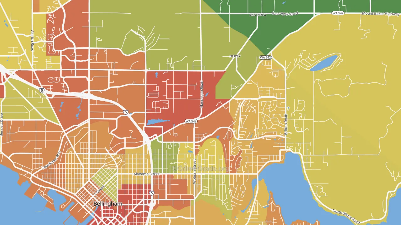 Mount Baker, Bellingham, WA Map of Burglary Rates
