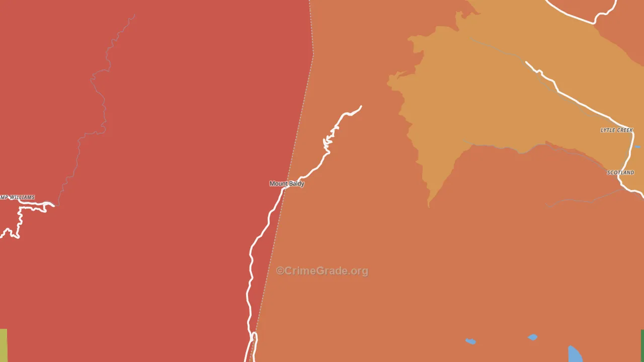 Mount Baldy, CA Map of Burglary Rates