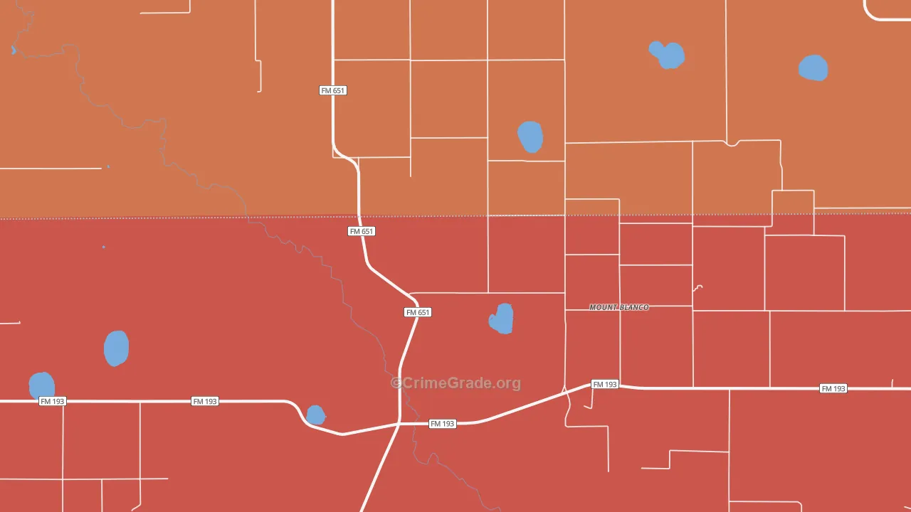 Mount Blanco, TX Map of Burglary Rates