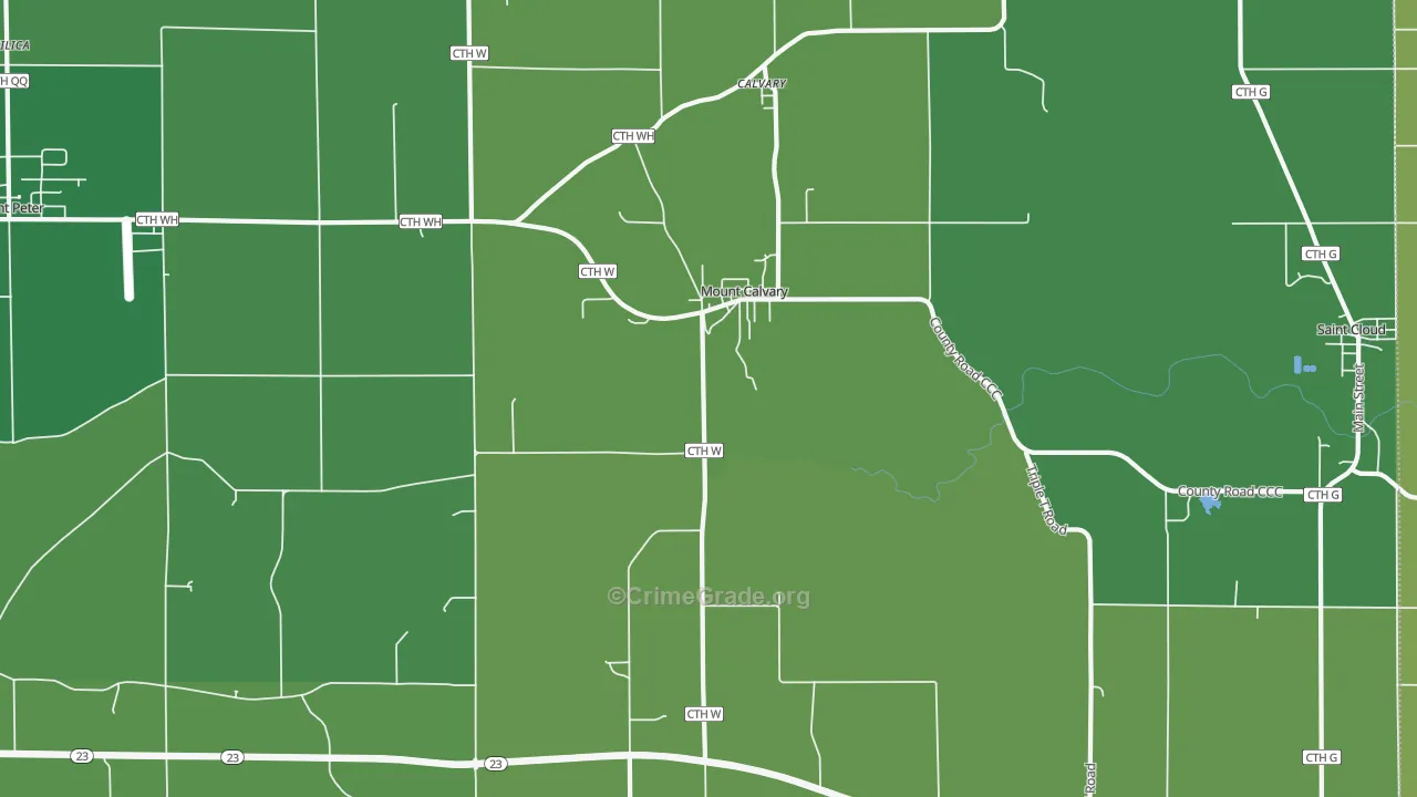 Mount Calvary, WI Map of Burglary Rates