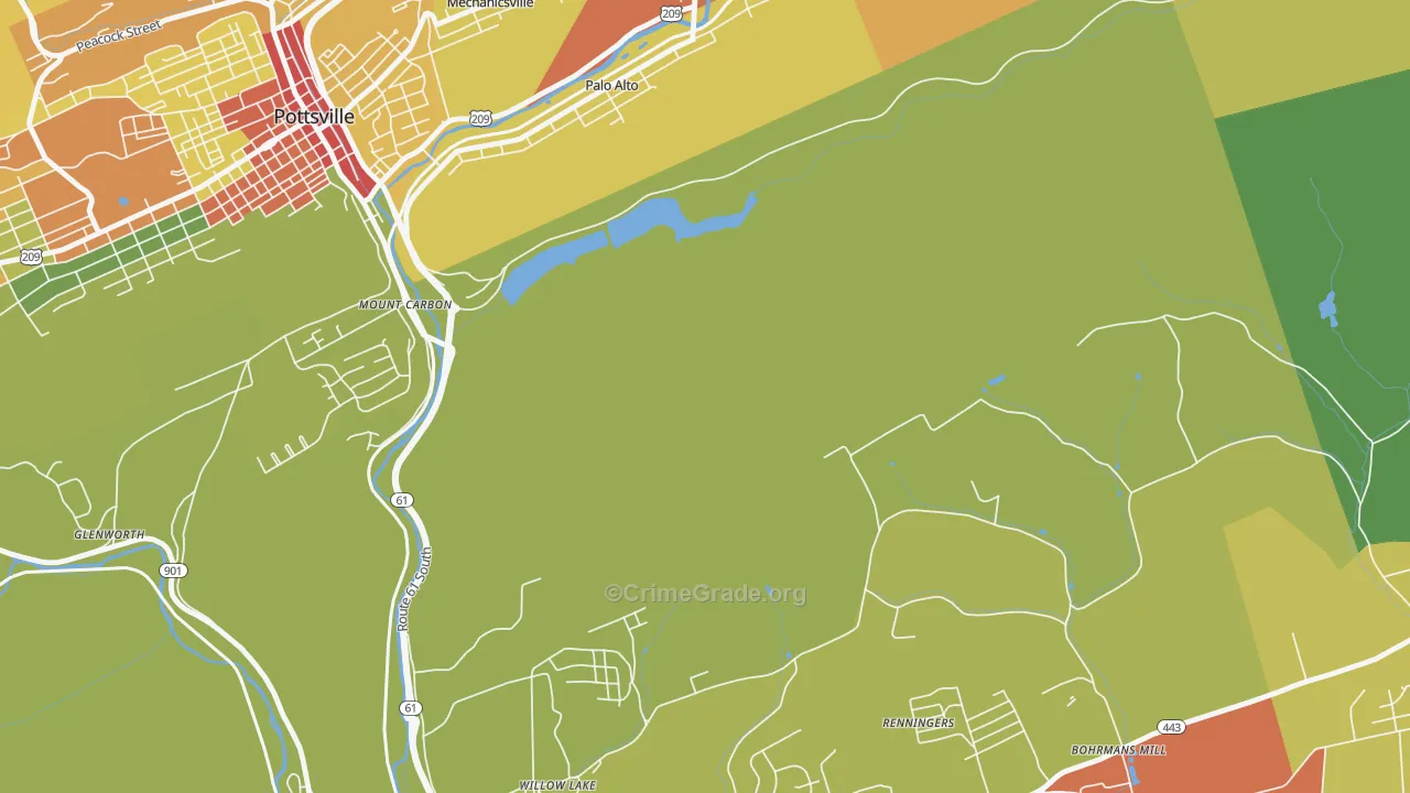Mount Carbon, PA Map of Burglary Rates