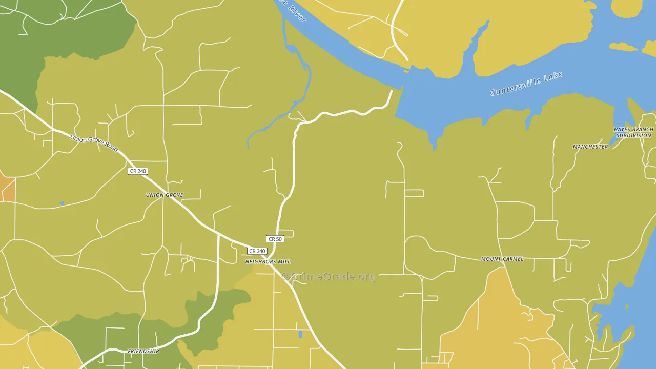 Mount Carmel, AL Map of Burglary Rates