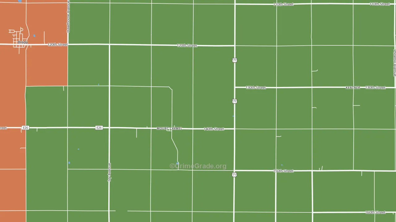 Mount Carmel, IA Map of Burglary Rates