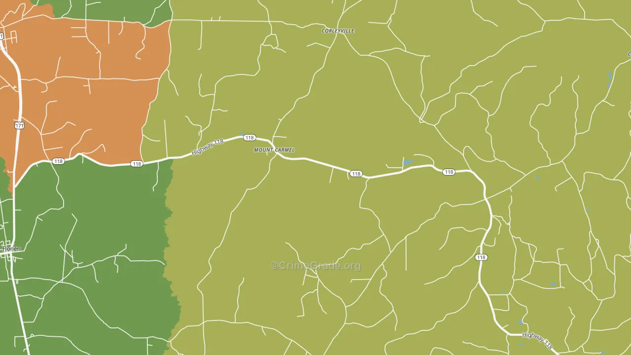 Mount Carmel, LA Map of Burglary Rates