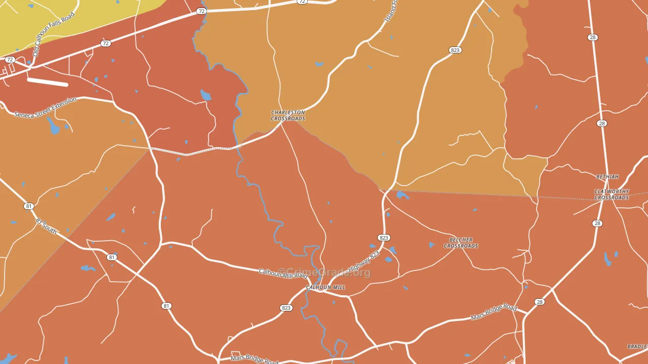 Mount Carmel, SC Map of Burglary Rates