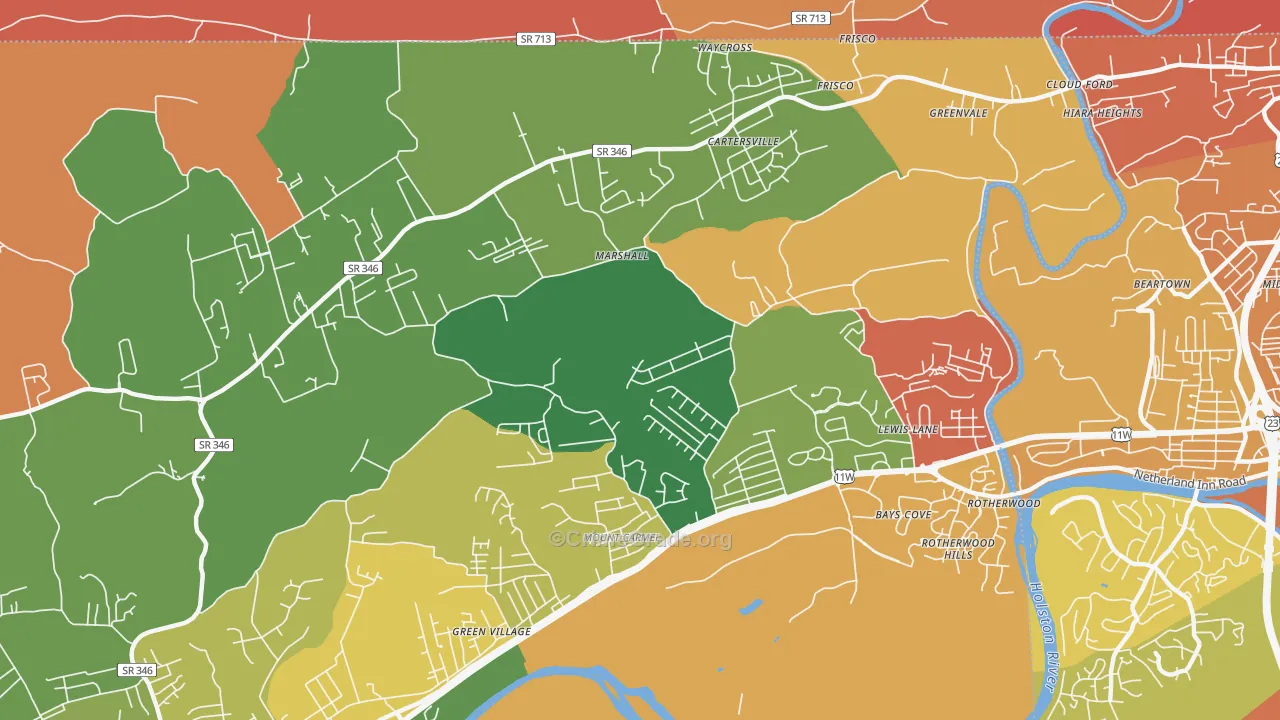 Mount Carmel, TN Map of Burglary Rates