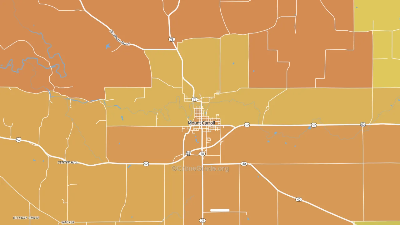 Mount Carroll, IL Map of Burglary Rates