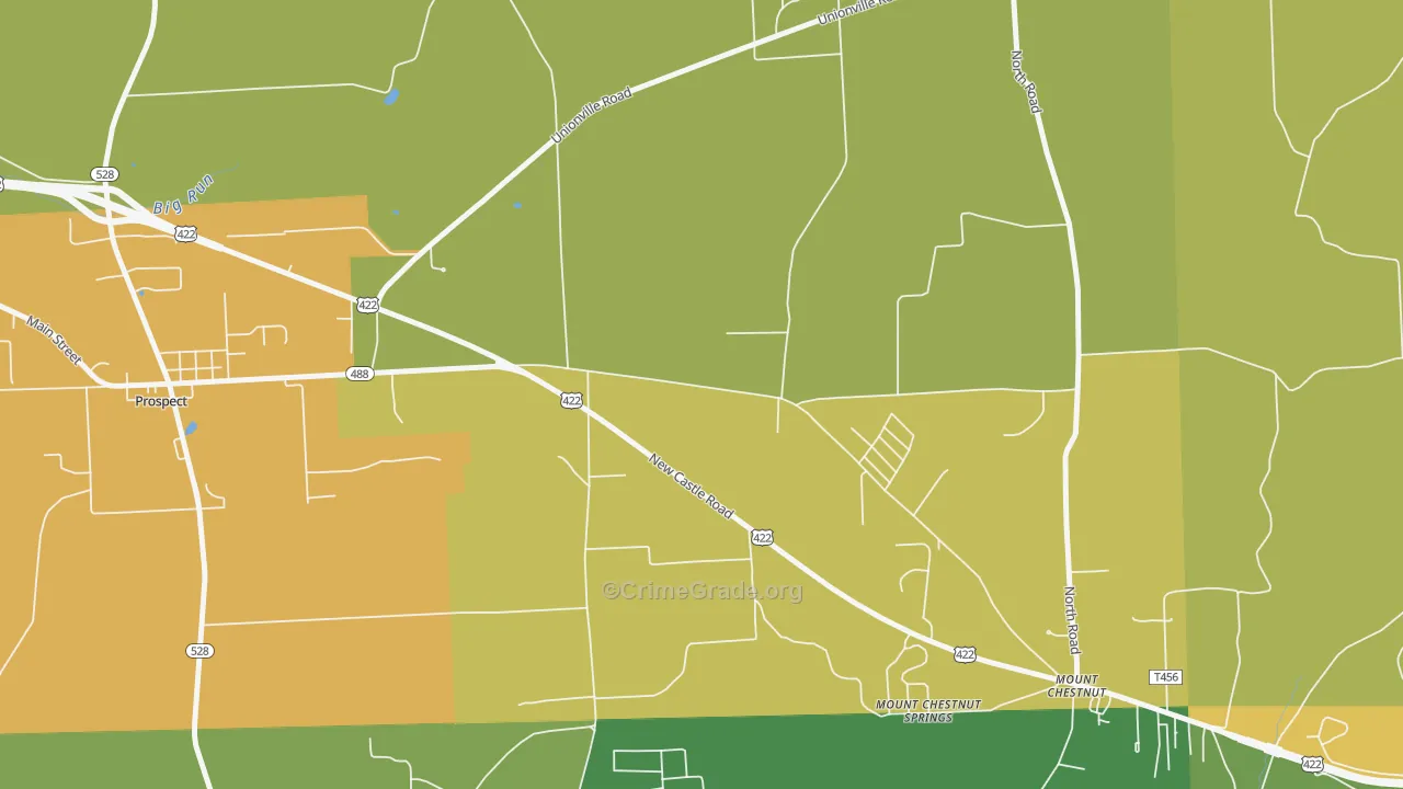 Mount Chestnut Springs, PA Map of Burglary Rates