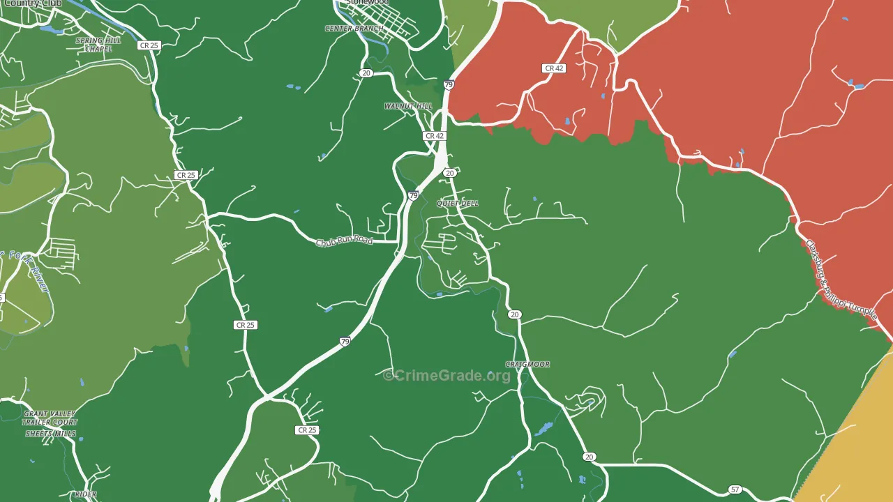 Mount Clare, WV Map of Burglary Rates