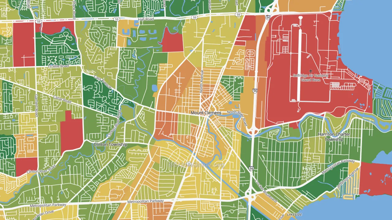 Mount Clemens, MI Map of Burglary Rates