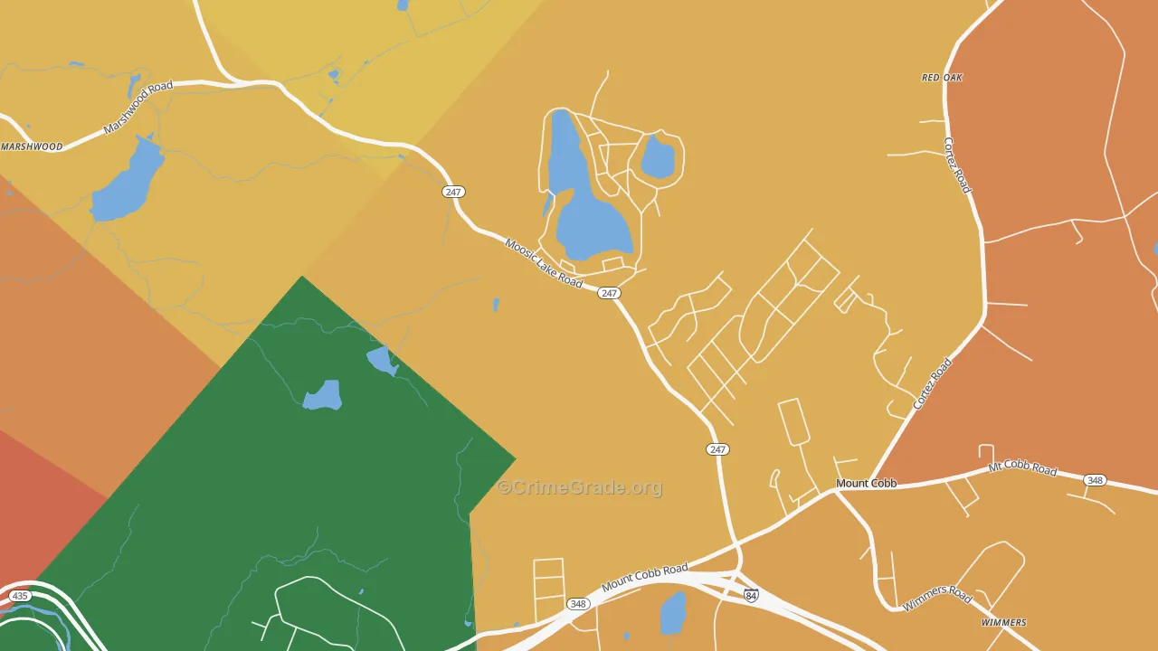 Mount Cobb, PA Map of Burglary Rates
