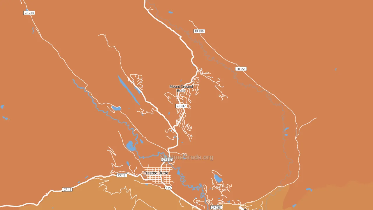 Mount Crested Butte, CO Map of Burglary Rates